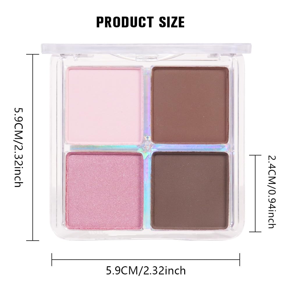 Kaely Powder Eyeshadow Quad, Pink Chocolate Matte Shimmer Eyeshadow Palette Makeup, Neutral Eye Shadow Palette for Older Women Pigmented Waterproof, sombras para ojos, Blendable, Cruelty-free, 14