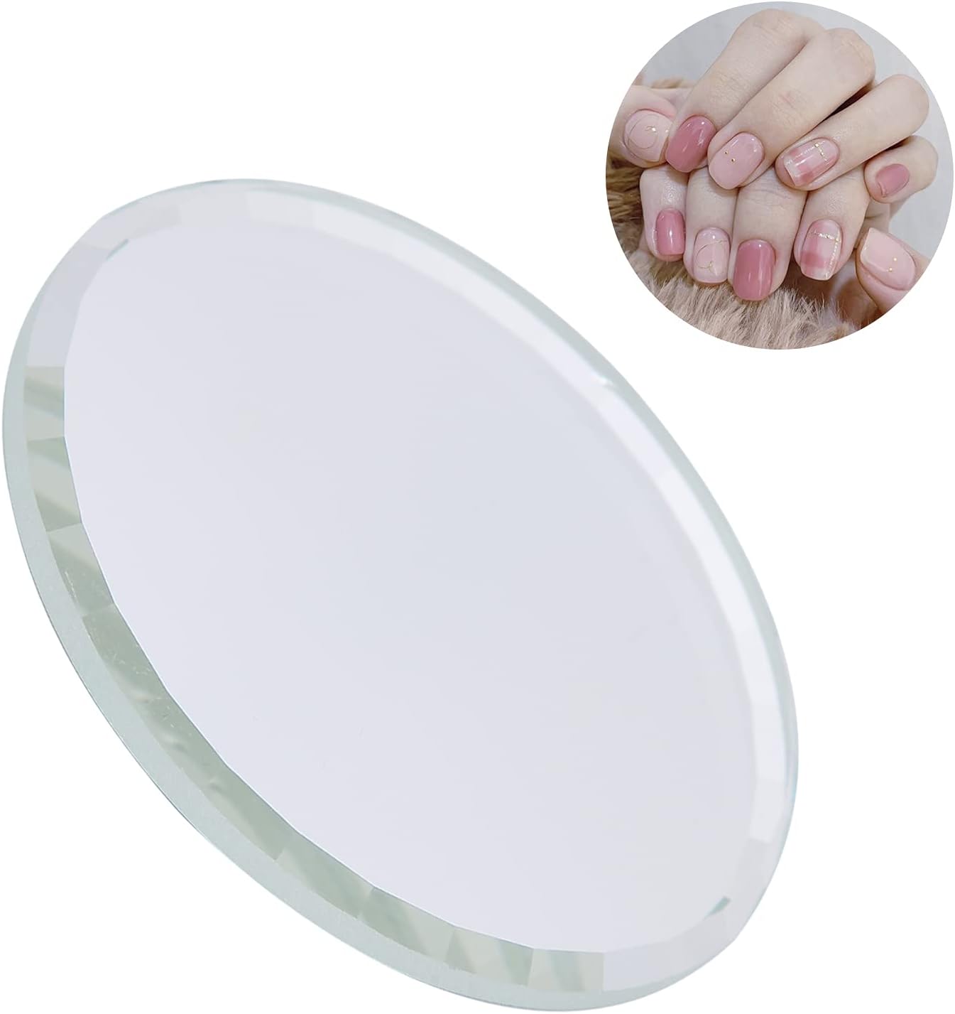 Nail Art Palette, DIY Nail Art Palette Nail Color Mixing Palette Nail Art Manicure Display Drawing Tool Nail Art Plate False Nail Mirror Glass Display Board for Manicure Makeup Paint Art(white)