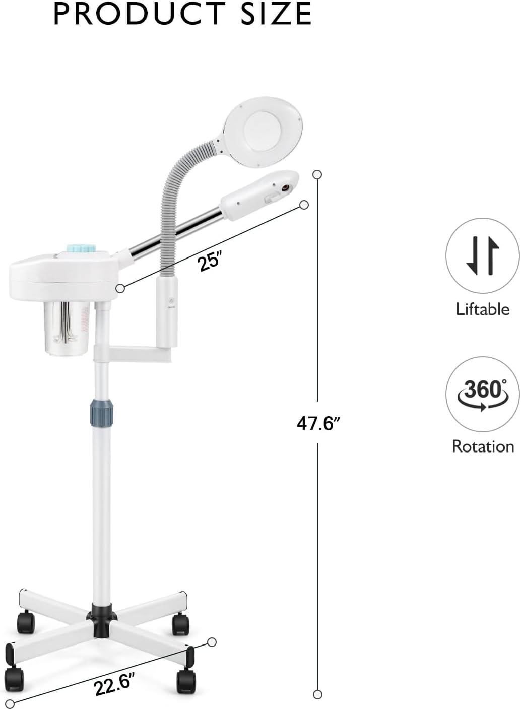 Artist hand Professional Facial Steamer for Face Home Facial Spa with 5X LED Magnifying Lamp Face Steamer Deep Pore Cleansing & Fast Heat Moisturizing Skin Care