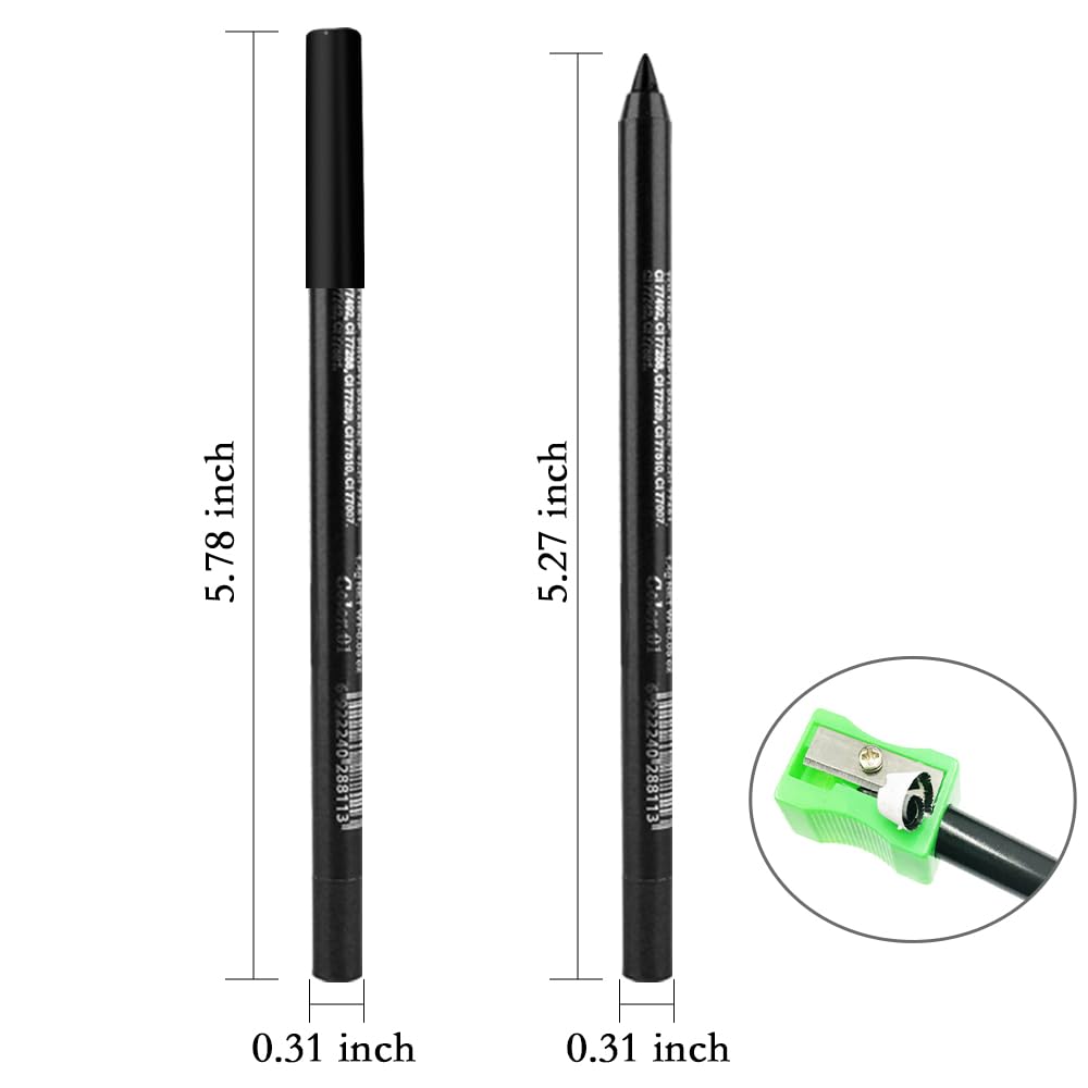 evpct 3Pcs Black & White & Royal Blue Gel Glitter Eyeliner Pencils Set for Women Waterproof Smudge Proof lapiz de ojos delineador de ojos contra el agua Eye Liner Makeup 01 22 24