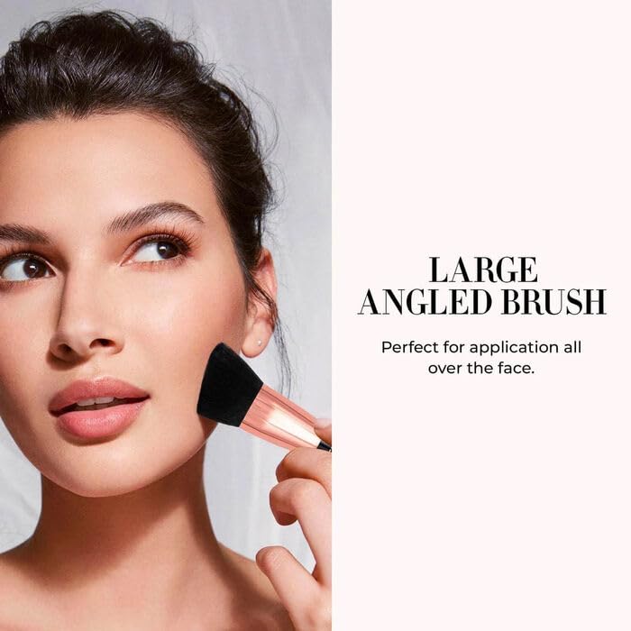 LUMINESS Silk Airbrush Spray Foundation & Buffing Brush Kit – Full Coverage Foundation & Dual-Sided Buffing Brush - Buildable Coverage, Anti-Aging Formula Hydrates & Moisturizes (Shade - Deep)