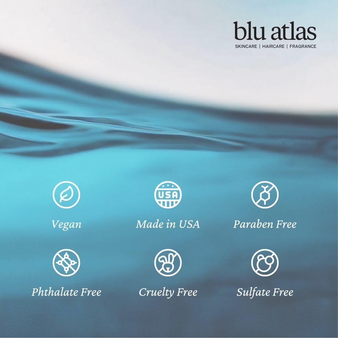 Blu Atlas Men's Natural Shampoo – Organic, Sulfate-Free, Paraben-Free – Deep Cleansing & Hydrating – Classic Scent (Bergamot, Sage, Patchouli) – Made in America– 32 oz