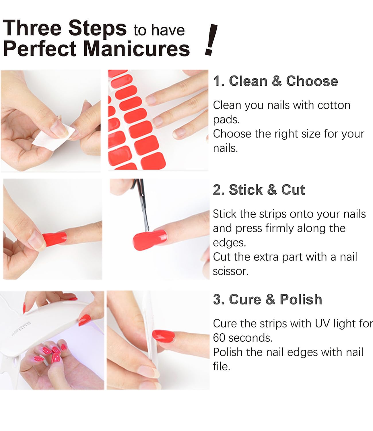 Semi Cured Gel Nail Strips, 20PCS B French Gradient UV Gel Nail Wraps, Gel Nail Stickers, UV Light Required