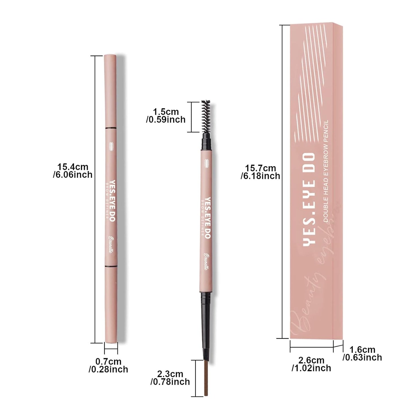 Microfilling Eyebrow Pencil Gray Brown, Automatic Brow Filler with Soft Spoolie Brush, Waterproof Eye Brow Defination Pen, Create Natural Fluffy Brows, Long lasting, Durable, Brunette, YES.EYE DO