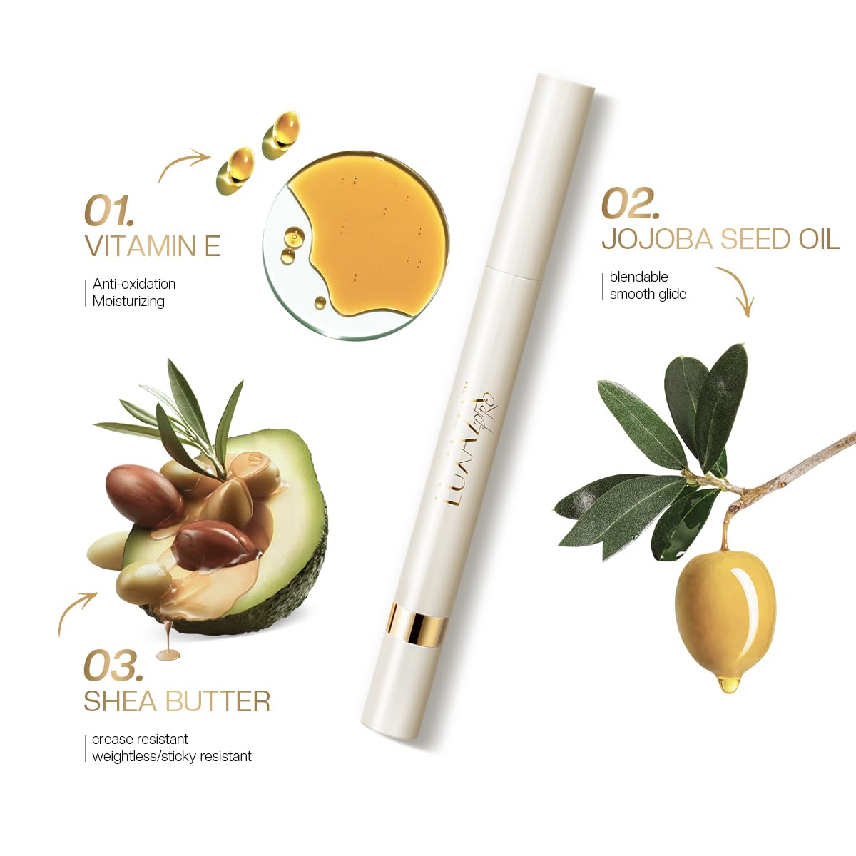 Eyeshadow Makeup Stick, Cream Shimmer, Eyeshadow Highlighter Makeup Eye Brightener Pencil Sticks Cosmetics, with Built-in Brush and Sharpener