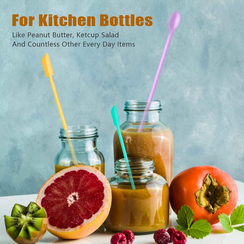 Silicone Spatula Set (6Pcs) - Mini Scraper Tool for Beauty & Food (Reach Every Last Drop - Multi-Size Spatulas for Makeup Jars, Lotion Bottles & Kitchen Containers)