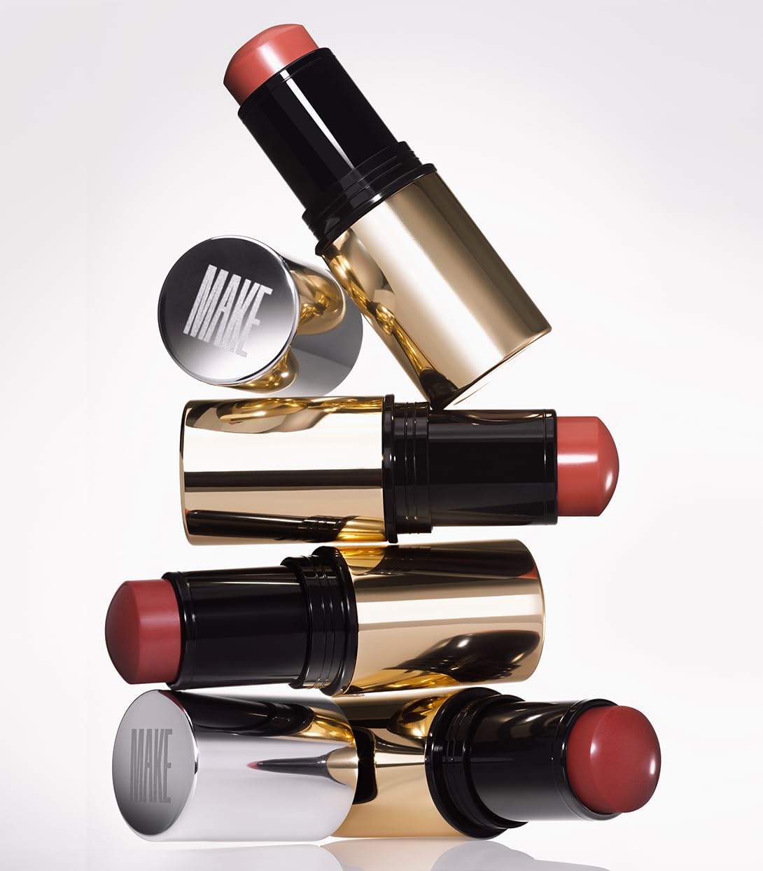 MAKE Beauty Heat Stroke Cream Blush Stick for Cheeks with Natural Hydrating Dewy Finish. Creamy Gel Blush Balm - Shade Bask, Coral Pink Cheek Tint