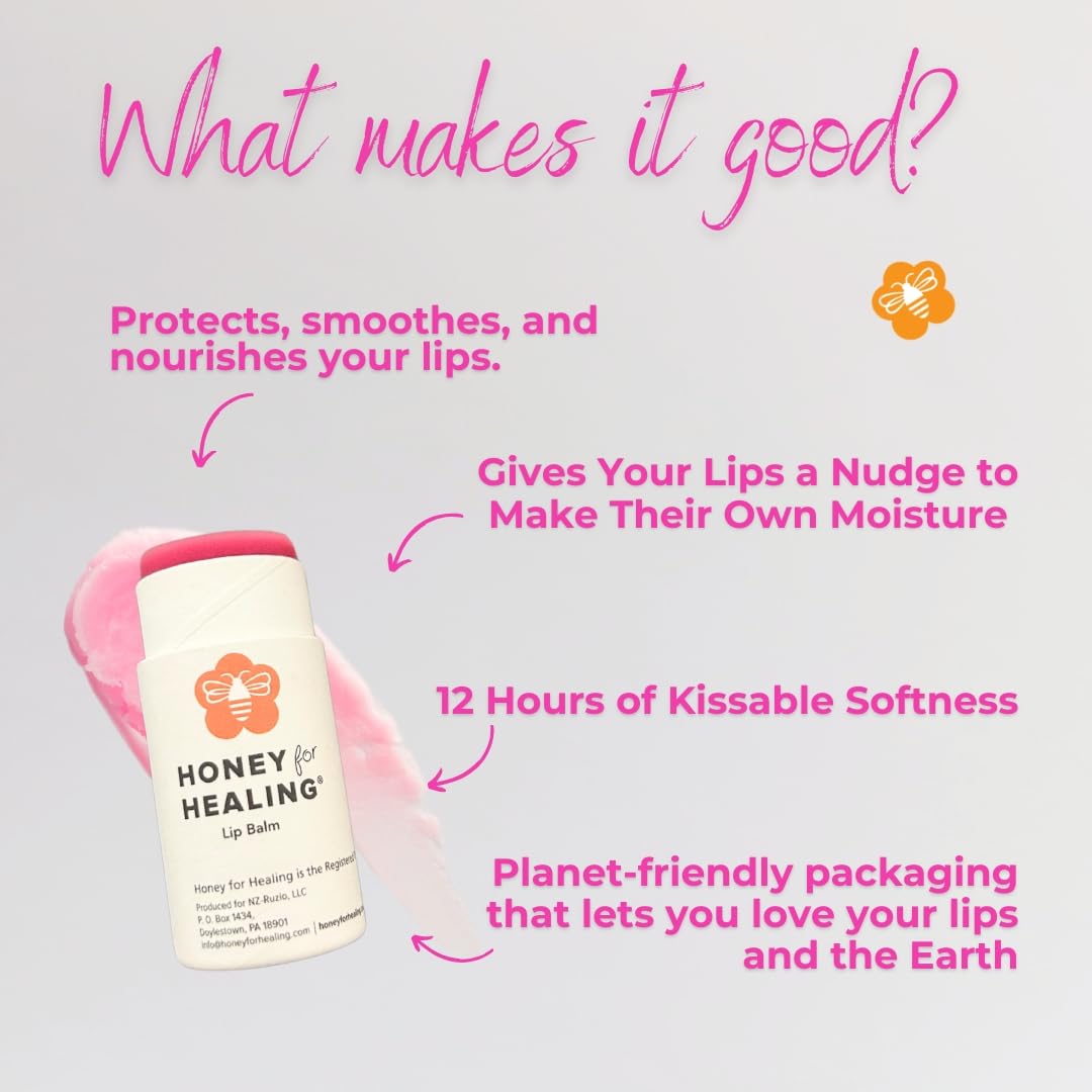 Manuka Honey Lip Balm 15+ UMF β Ultra-Hydrating Formula with Beeswax, Castor Oil & Organic Coconut Oil | 12+ Hour Moisture | Eco-Friendly Recyclable Tube | 0.25 oz / 7 g (Soft Rose)