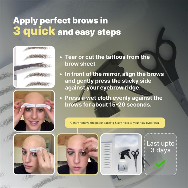 10 Pairs Dark Brown Temporary Eyebrow Tattoos, Waterproof and Smudge-Proof Dark Everyday Style Realistic Eyebrow Stickers for Men & Women, Easy to Apply, Won't Work on Existing Brows