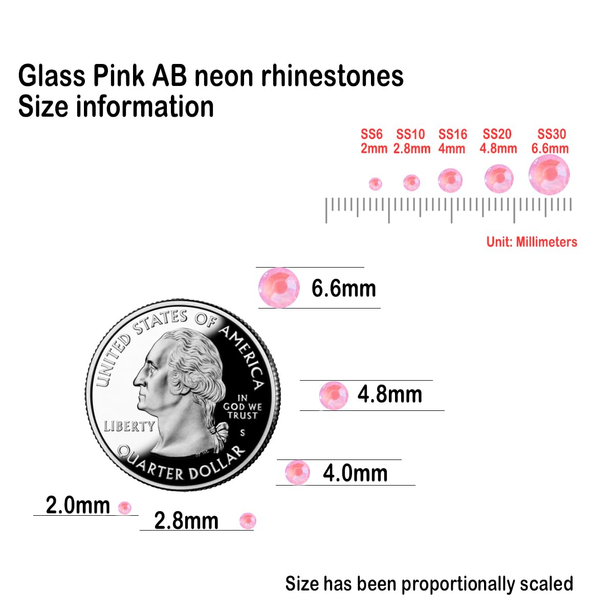 Flatback Glass Rhinestones,Bedazzler Gems 1440pcs Non Hotfix Crystal Rhinestones for Nail Charms Crafts Clothes Tumblers,Pink AB Neon,SS10