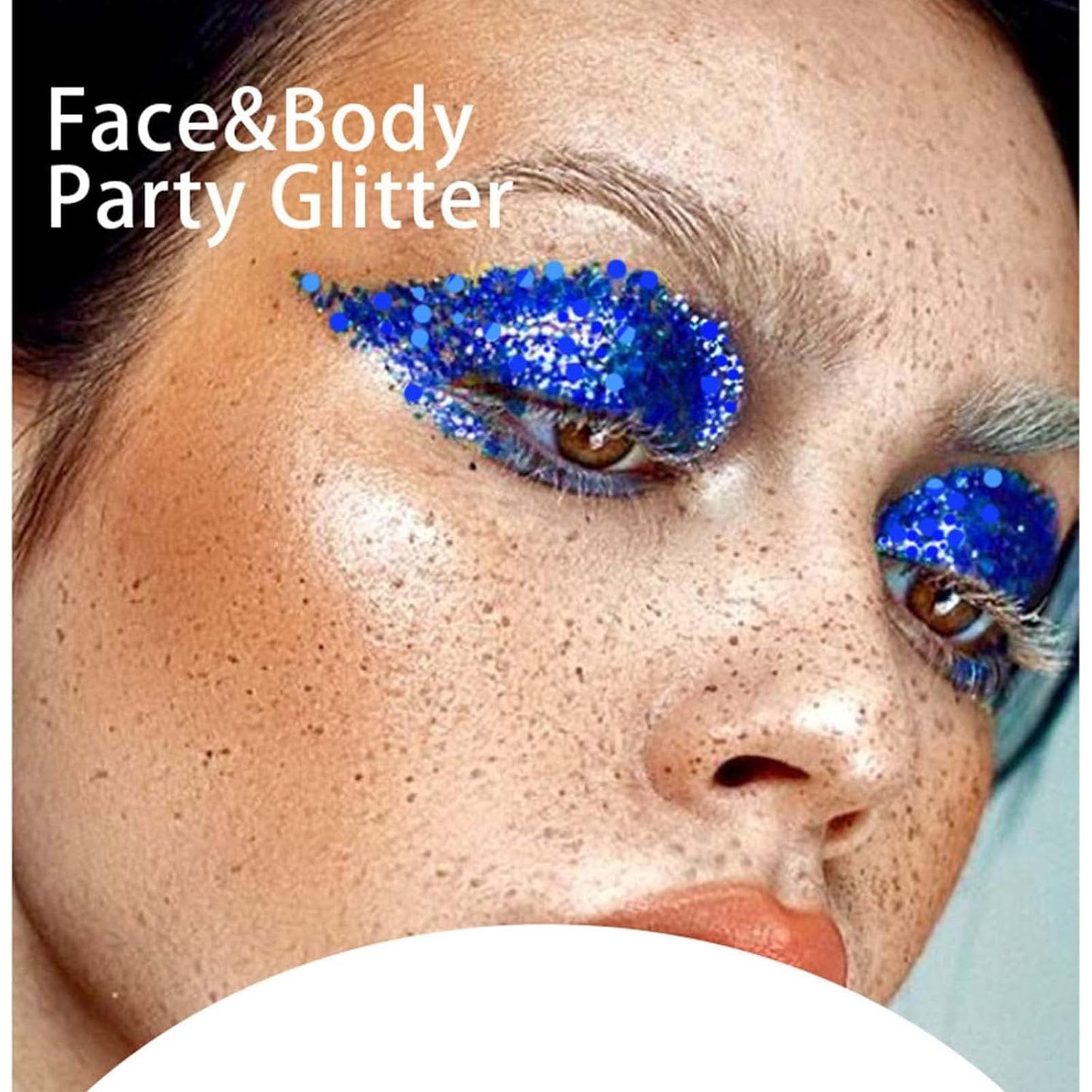 DAGEDA Body Glitter Gel, Face Glitters Body Gel Sequins Shimmer Liquid Eyeshadow, Chunky Glitter for Face Hair Nails, Holographic Cosmetic Laser Powder Festival Glitter Makeup 50ml(Blue)