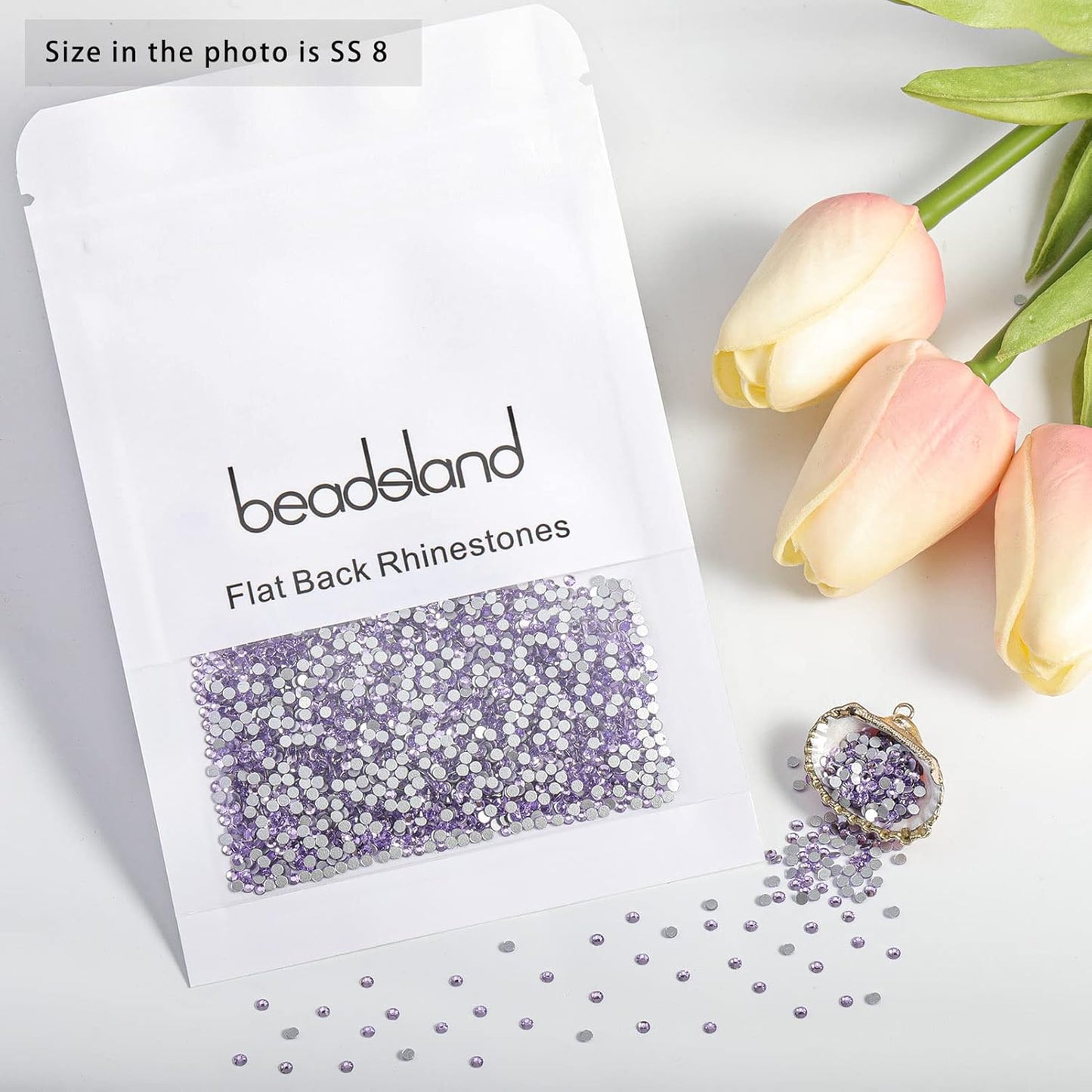 Beadsland 1440pcs Flat Back Crystal Rhinestones Round Gems for Nail Art and Craft Glue Fix, Violet,SS8,2.3-2.5mm