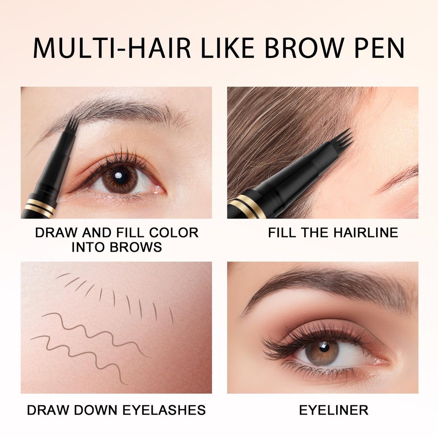 Eyebrow Pen,2-in-1 Waterproof Eyebrow Pencil with 4 Tip Microblading Brow Pen and Ultra-Precise Brow Pencil,with Dual-ended Eyebrow Brush,Eyebrow Makeup for Natural Looking - Blonde