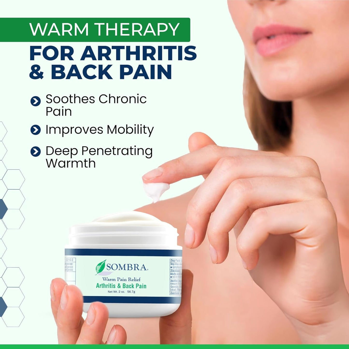 Sombra Warm & Cool Pain Relief Gel, Warm Relief for Arthritis and Chronic Pain Pre-Workout Muscle Rub, Cold for Swelling, Soreness, Post-Workout, Free of Artificial Fragrances, 2oz Per Jar