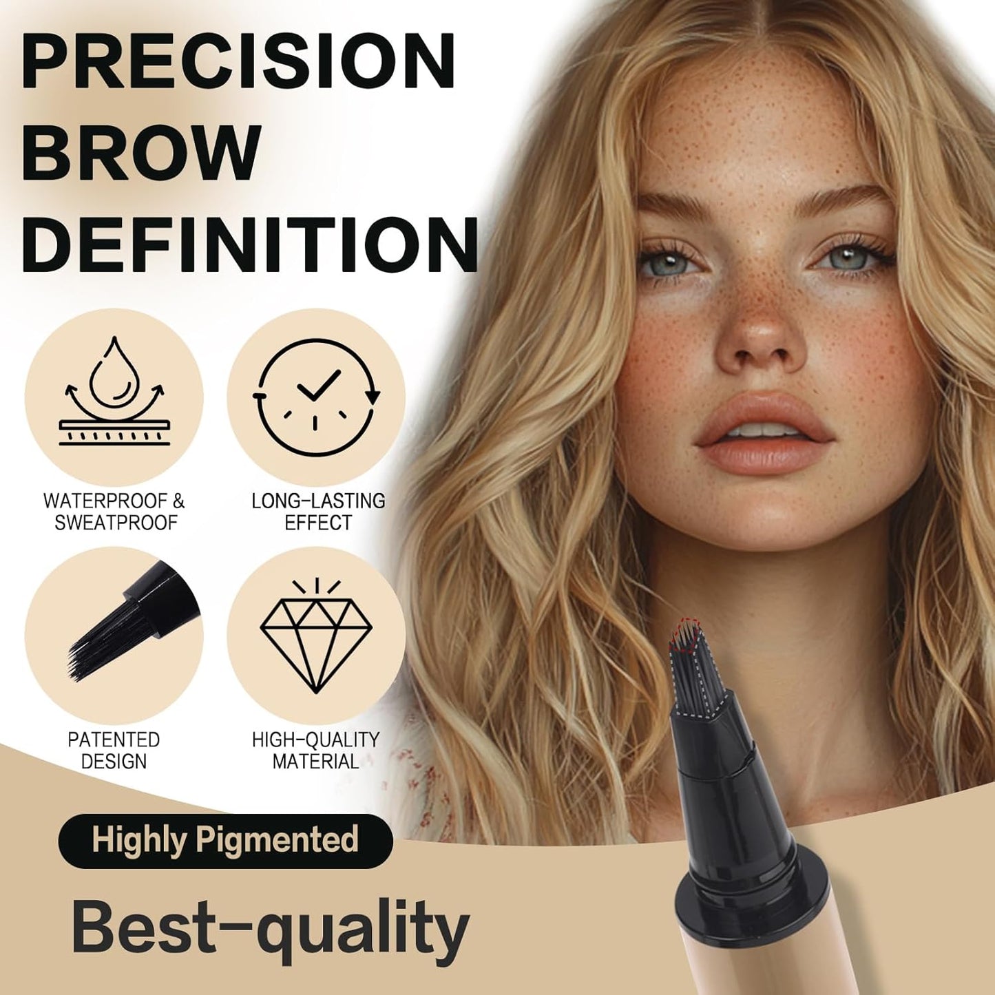 Microblading Brow-Fection Brow Eyebrow Pencil – Angled Brush Tip, Wild Natural Hair-Like Strokes, Patented Design, Long-Lasting & Smudge-Proof, for Beginners & Pros(04 Ash Brown)
