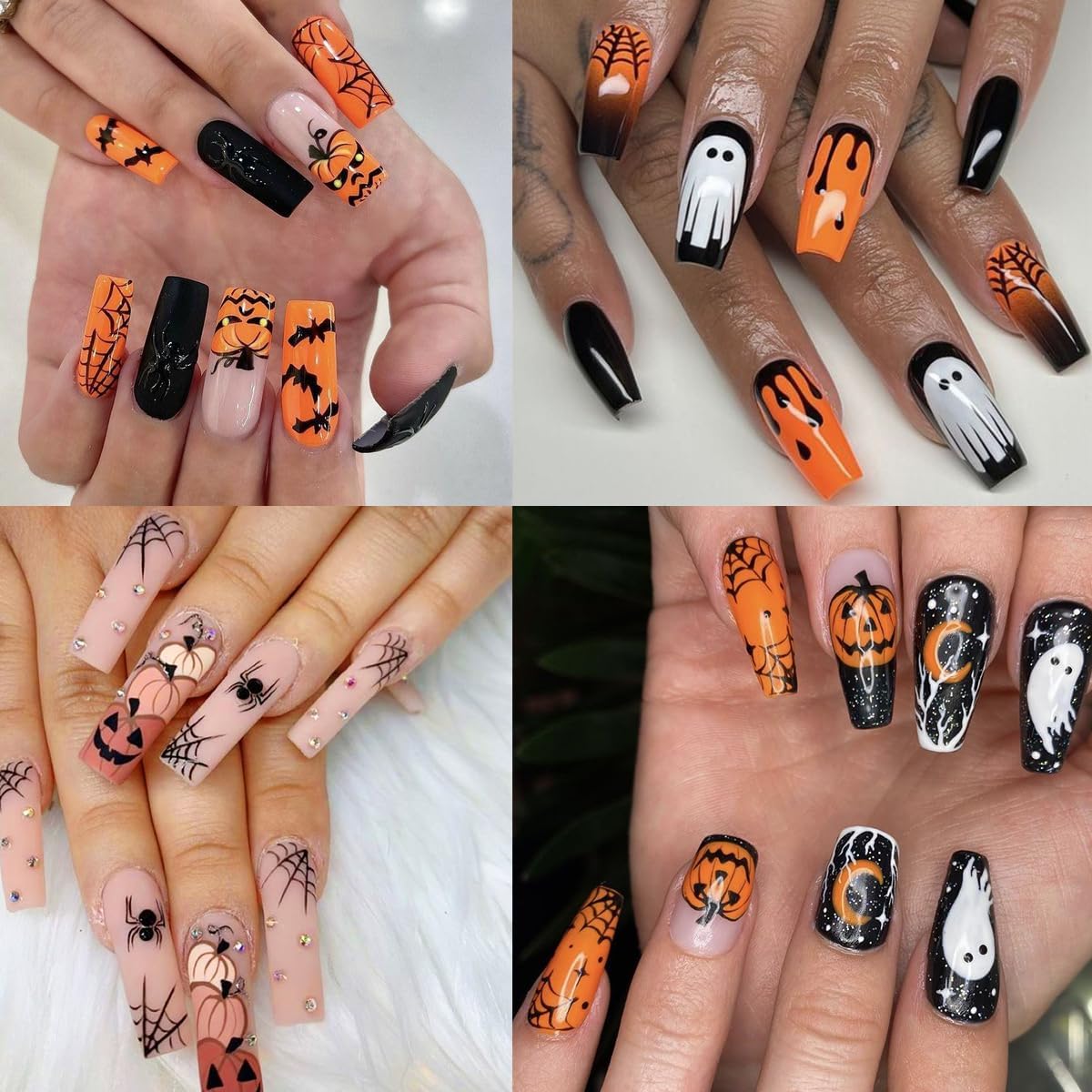6 Sheets Halloween Nail Stickers 3D Self Adhesive Gothic Spooky Spider Web Stitch Spider Nail Design Supply Halloween Nail Art Stickers Supply Pumpkin Ghost Nail Decals for Women DIY Manicure Tips