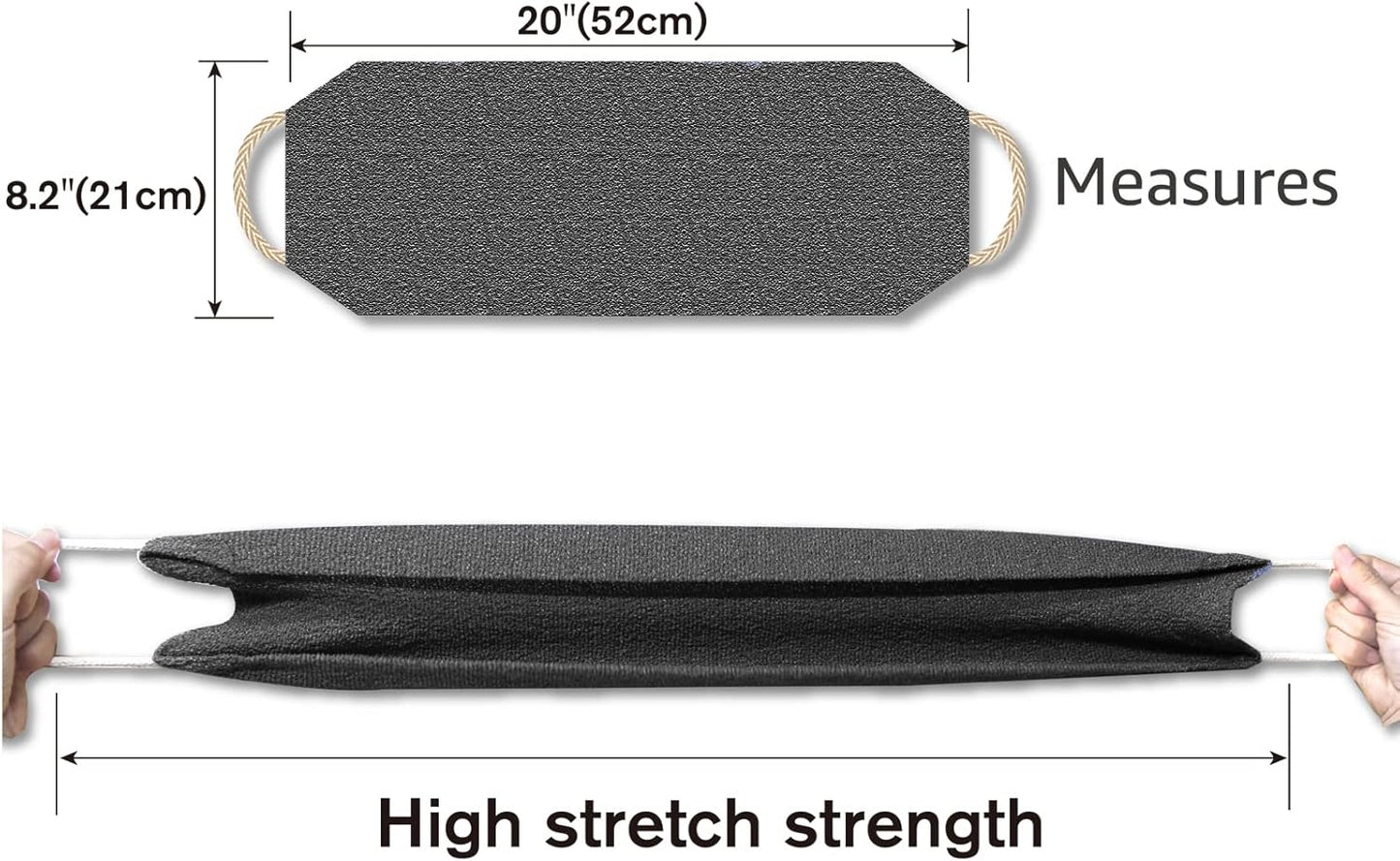 Evridwear Exfoliating Back Scrubber with Handles Two Sides for Body Shower Deep Cleans Skin Massages Invigorating Blood Circulation Men Women One Size (Gray)