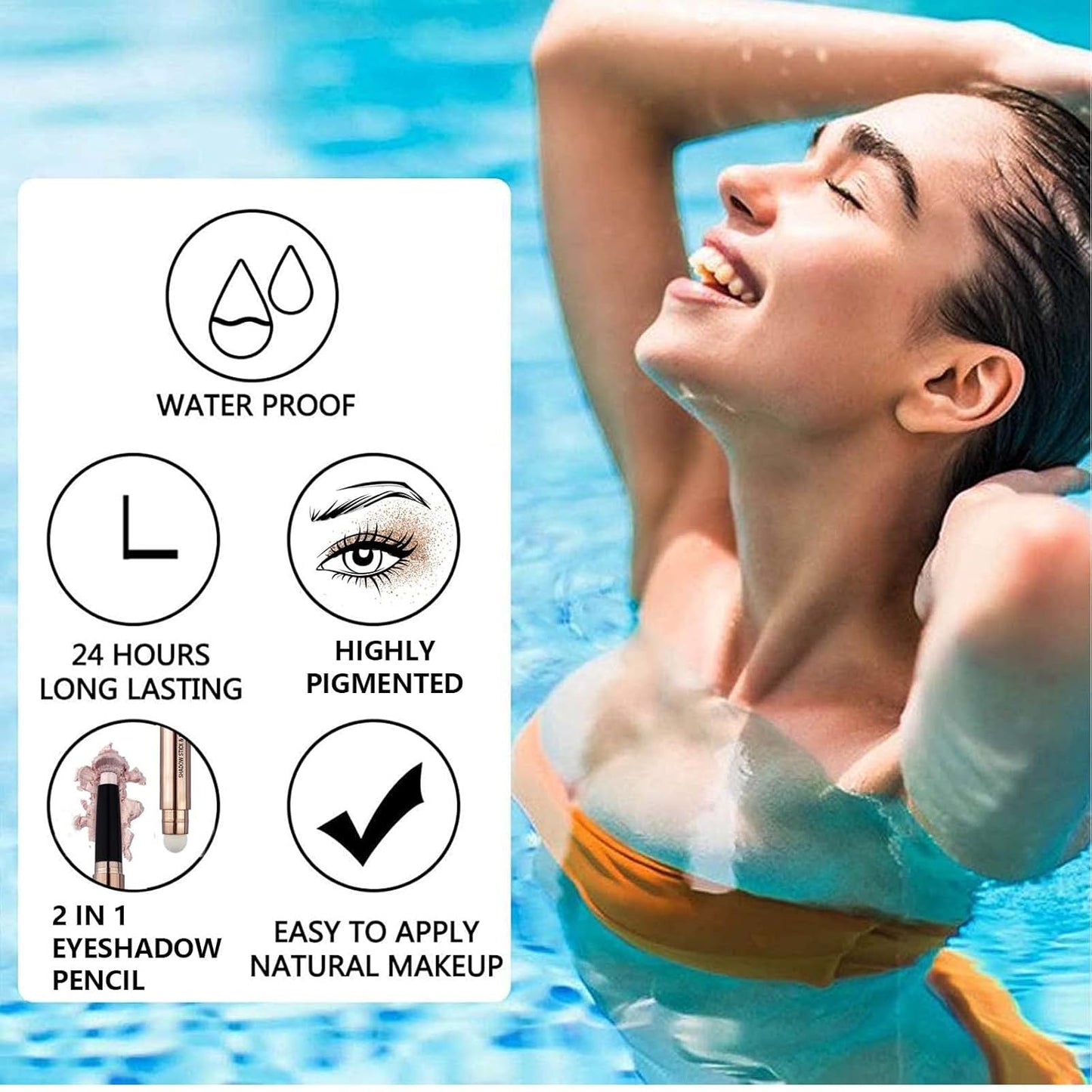 Eyeshadow Stick Nude Rose Gold Makeup, Shimmer Cream Eyeshadow Pencil Crayon, High Pigment Waterproof Long Lasting Eye Shadow Pen, Women Multi-Dimensional Eye Highlighter Stick(Warm Gold #03)