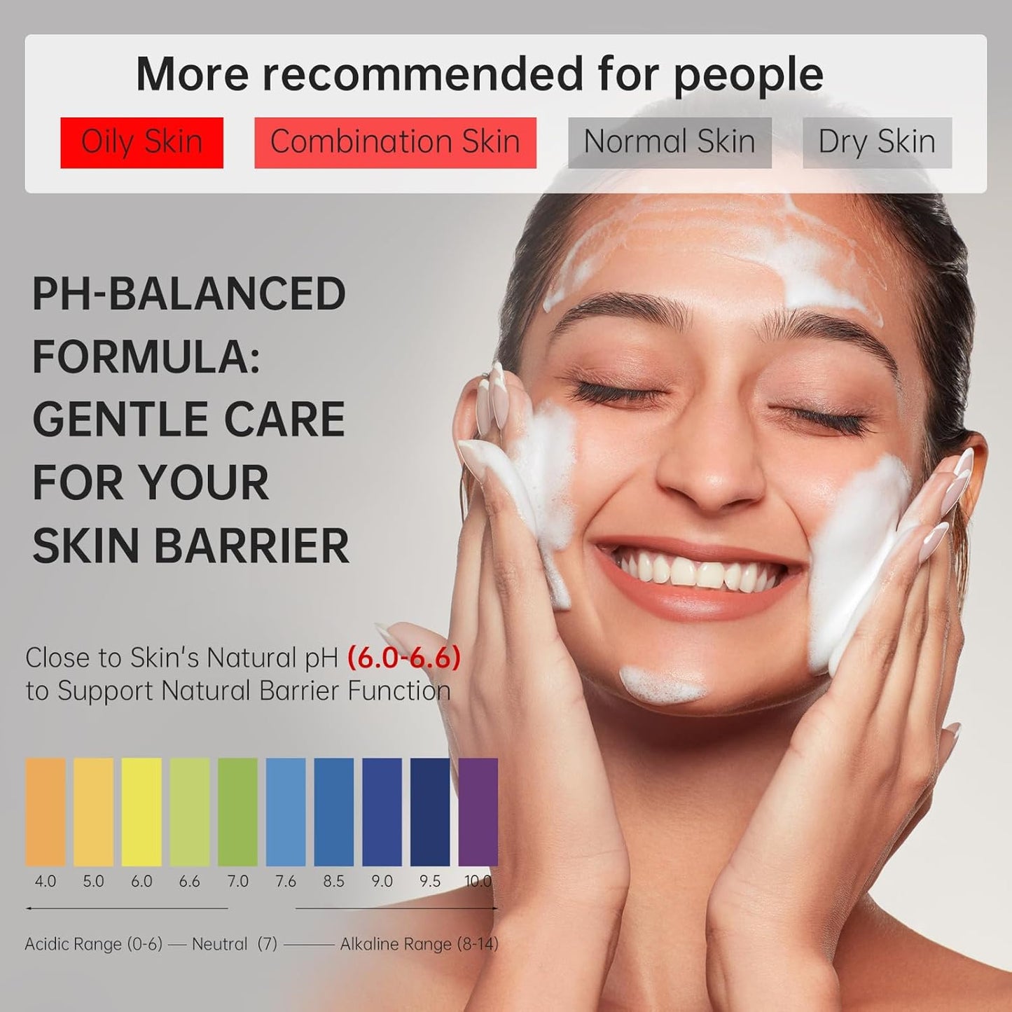 Gentle Exfoliating Face Wash for Deep Pore Cleanser and Blackhead Removal, Facial Cleanser for Oily Skin & Sensitive Skin, Double Cleansing Daily Facial Wash with Hyaluronic Acid + Glycerin, 3.52 Oz