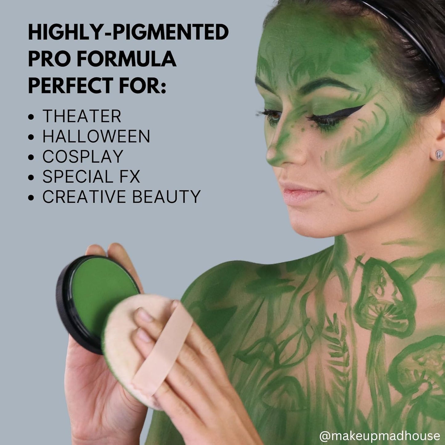 Mehron Makeup StarBlend Cake Makeup | Wet/Dry Pressed Powder Face | Powder Foundation | Black Body and Face Paint 2 oz (56g)