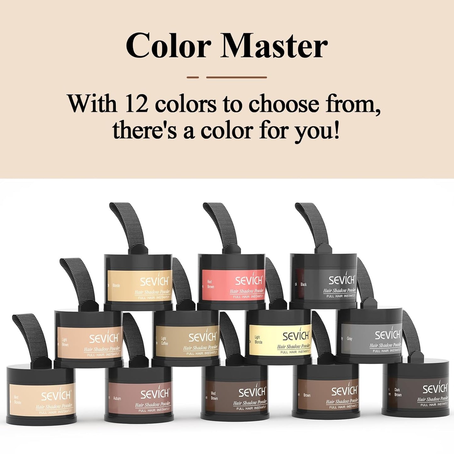 SEVICH Instantly Hairline Shadow Hairline Powder, Quick Cover Grey Hair Root Concealer, Eyebrows & Beard Line, Hair Root Touch Up for Thinning Grey Hairline, Windproof&Sweatproof, Dark Brown