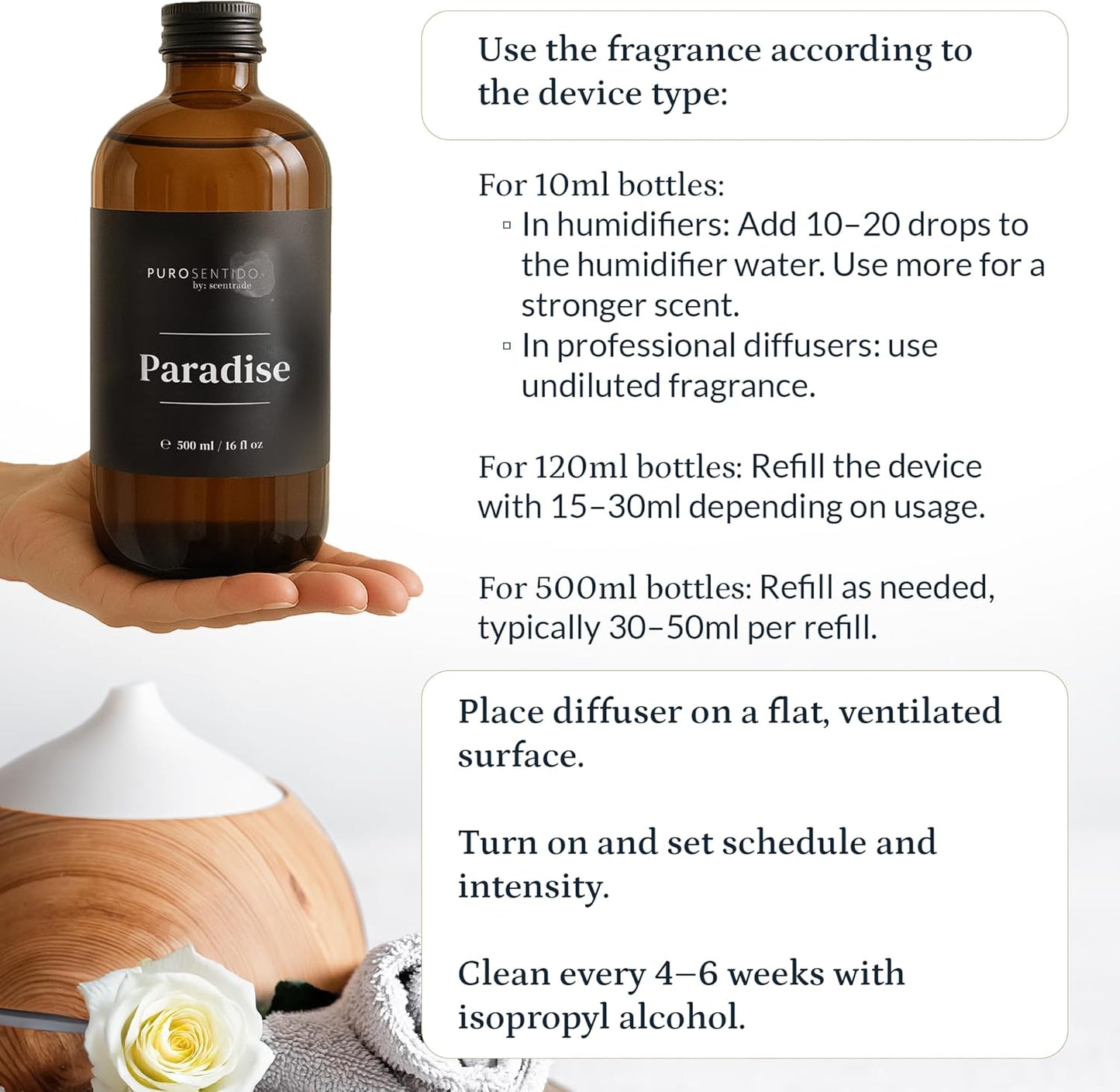 PuroSentido Paradise Tropical Aroma Oil (10 ml) - Luxury Essential & Fragrance Oil for Diffusers and Humidifiers, Creamy Coconut, Floral Notes & Soft Woods Home & Hotel Scent