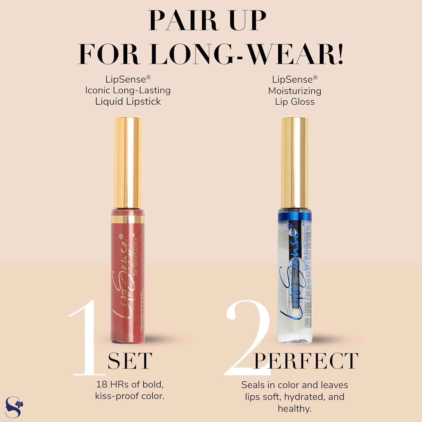 SeneGence LipSense Sheer Berry Liquid Lipstick and Glossy Clear Lip Gloss Duo – 18HR Wear, Hydrating, Waterproof, Transfer-Proof