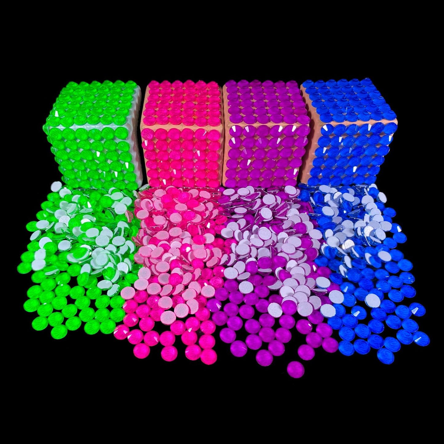 Flatback Glass Rhinestones,Bedazzler Gems 1440pcs Non Hotfix Rhinestones for Nail Charms Crafts Clothes Tumblers,Lime Green Neon,SS20