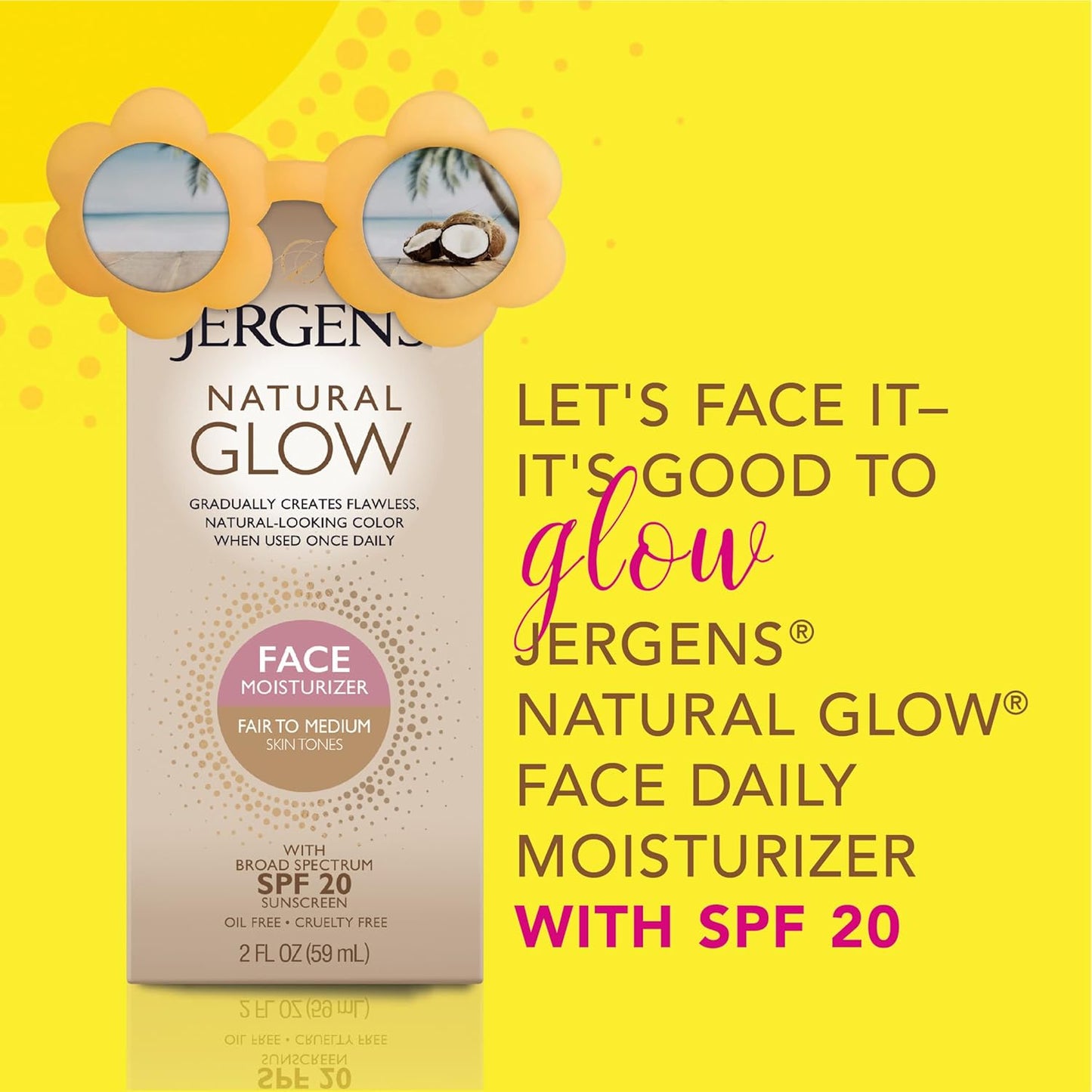 Jergens Natural Gradual Glow Bundle Pack: Daily Moisturizer +Firming 7.5fl oz and SPF20 Face Moisturizer 2fl oz, Fair to Medium
