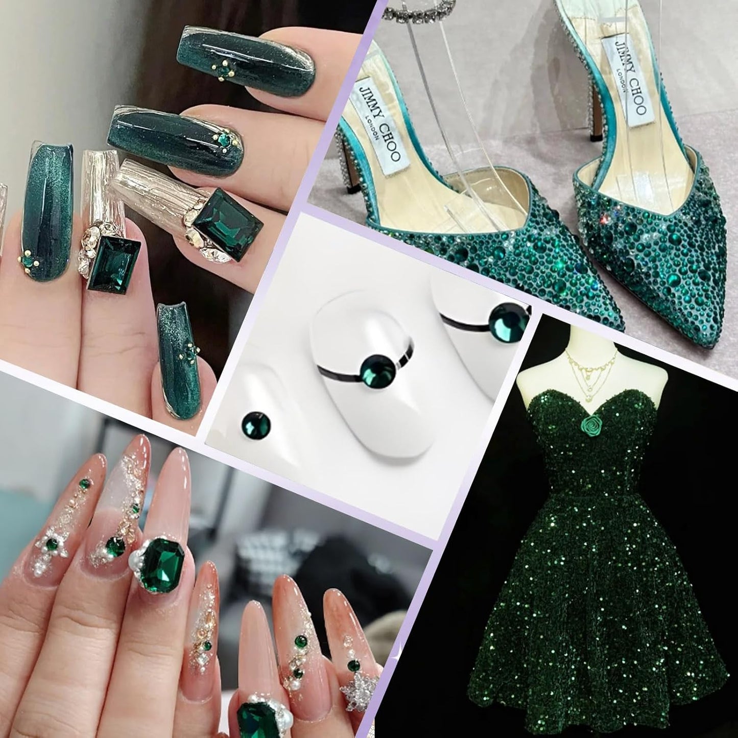 2000PCS SS12 Flatback Rhinestones | 12-Facet Diamond-Cut Glass Gems for Nail Art, Clothing, DIY Crafts |Glue-On Decoration Stones with Silver Backing(Emerald)