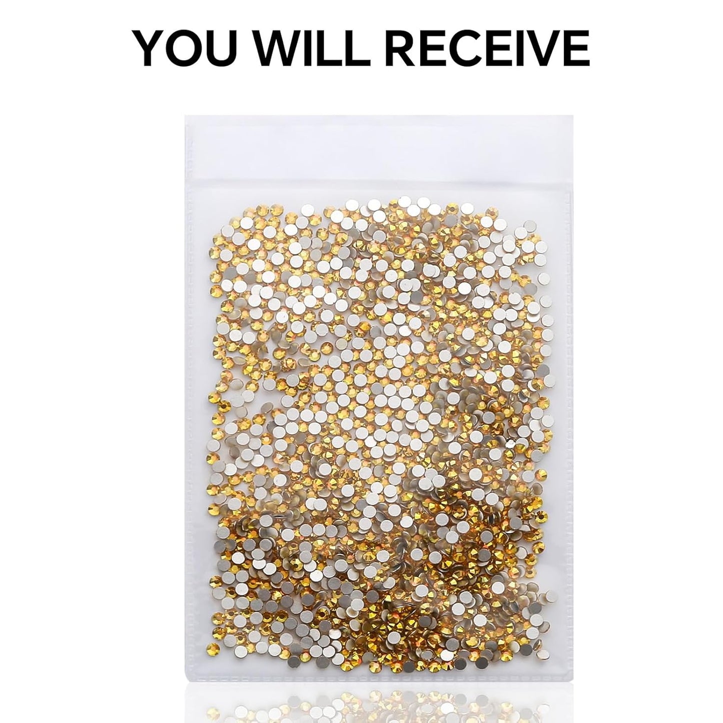 1440Pcs Metallic Sunshine Crystal Rhinestones,Glass Flatback Rhinestones Gemstones Mini for Nail Face Makeup Art Crafts Clothes Decoration -(SS8,2.4mm,Metallic Sunshine)