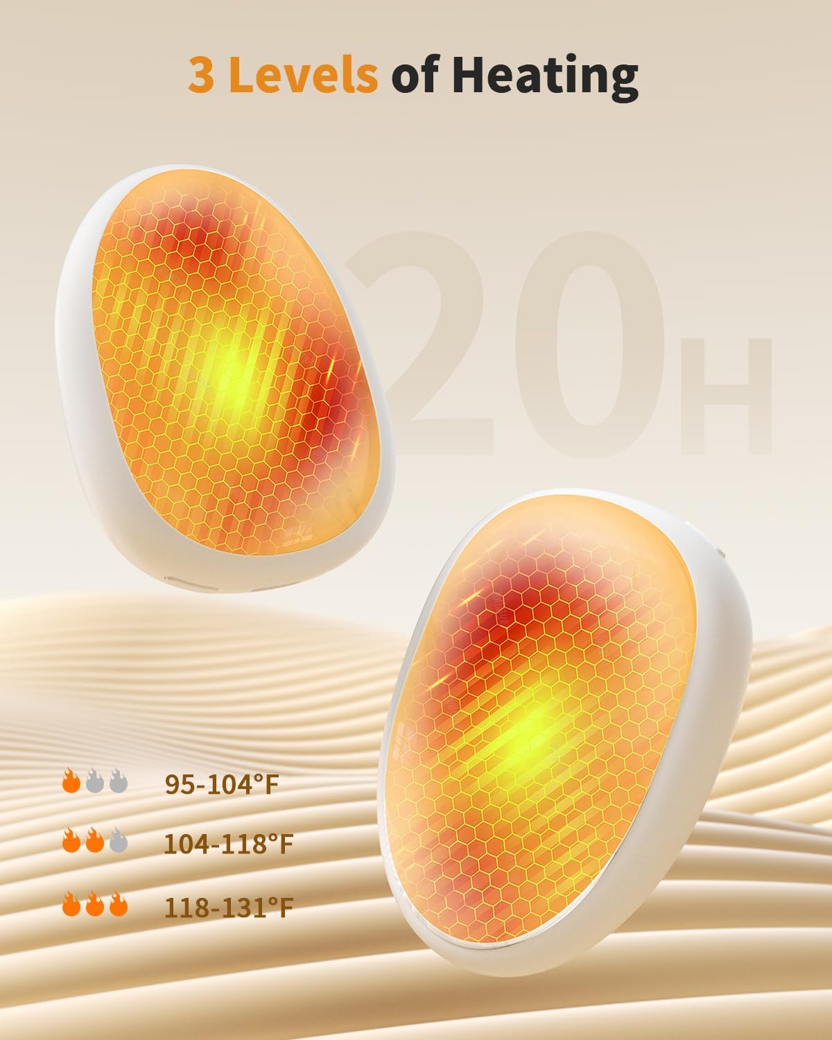 Hand Warmers Rechargeable 2 Pack, AI Temperature Control Electric Handwarmers, Stone Shape Portable Pocket Heater, Great Gift for Christmas Hunting, Golf, Camping Black