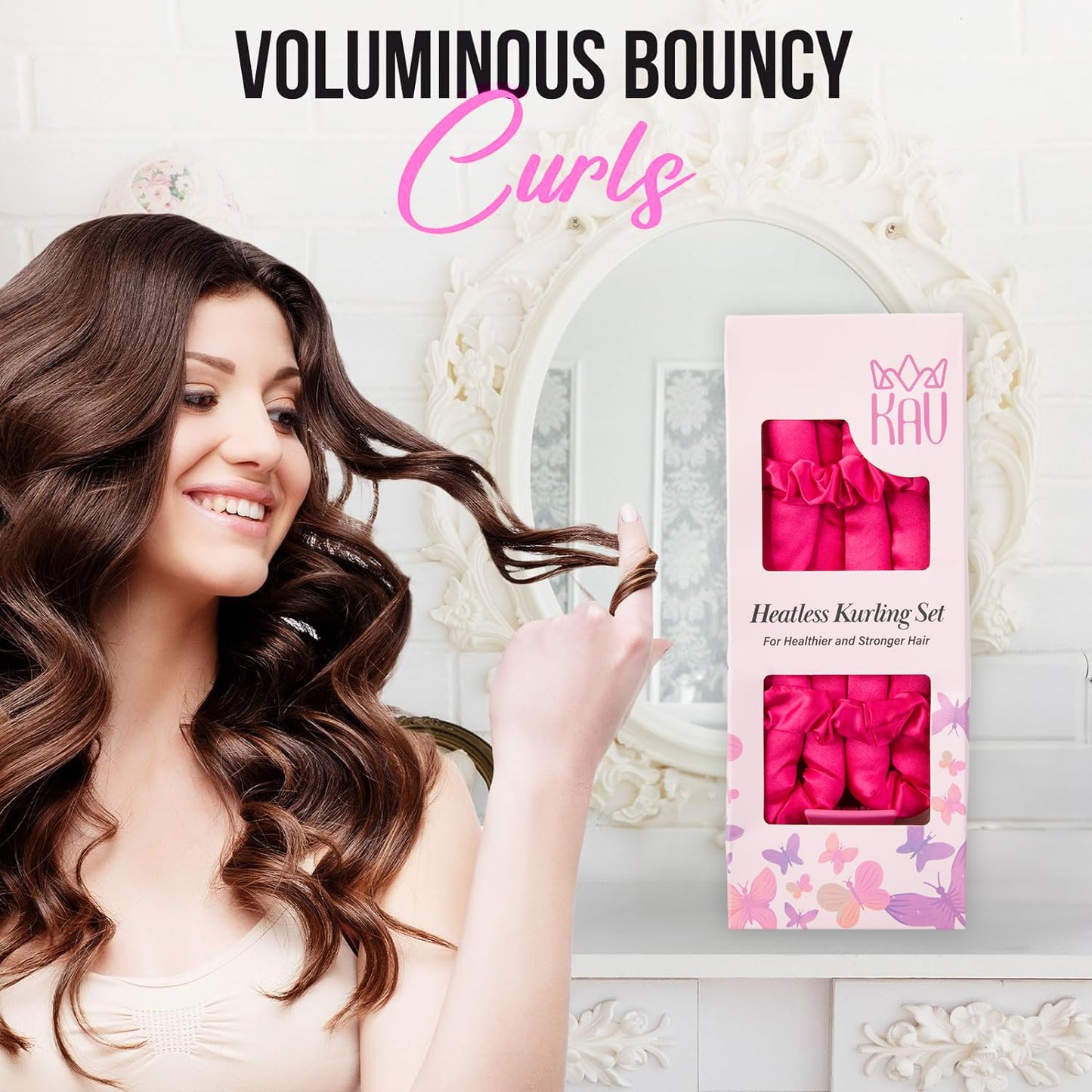 Heatless Hair Curler, Satin Hair Rollers for Heat less Curls Overnight, Premium Satin for No Heat Curls, Overnight Heatless Curling Rod to Sleep In, Silky Curlers with Clip and Scrunchies