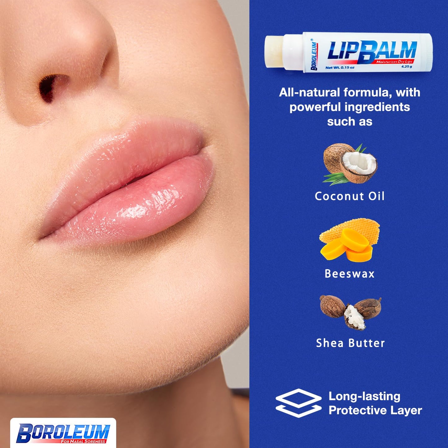 Natural Lip Balm by Boroleum | Best Chapped Lip Moisturizer for Dry Cracked Lips | All Natural Ingredients for Men Women and Kids | 4.25 gr. Tubes, 2 Lip Balms Per Pack