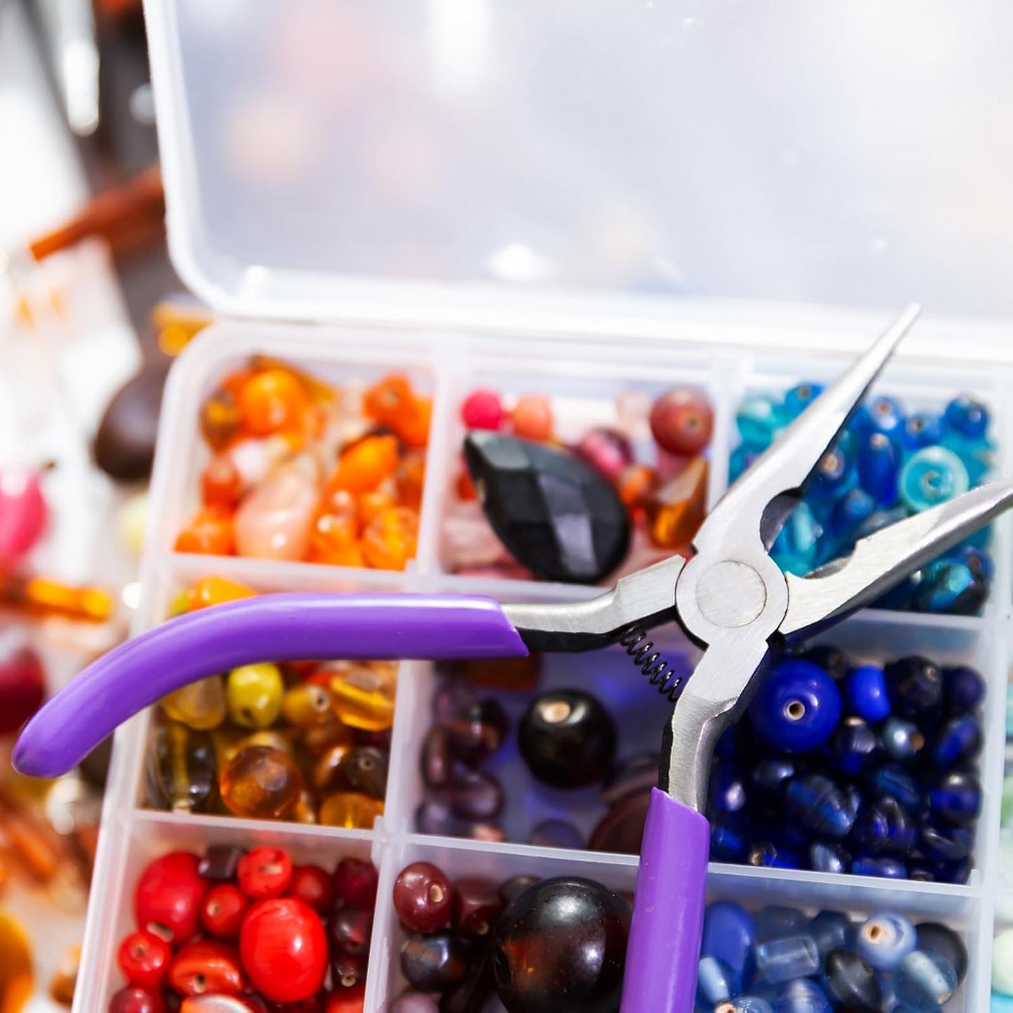 KINJOEK 8 Pack 36 Grids Plastic Bead Organizer Containers Storage, Adjustable Dividers Diamond Jewelry Craft Painting Storage Case, Clear Small Fishing Tackle Box for Sewing Cross Stitch Accessories