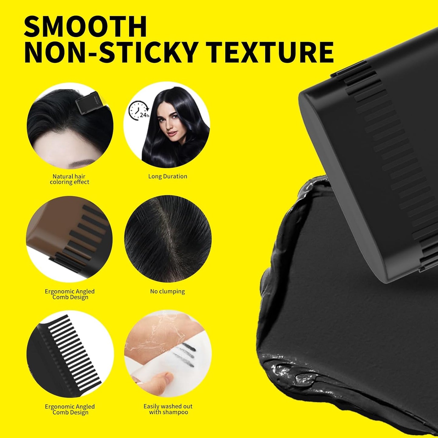 Gowwim Hair Dye Comb, Instant Portable Gray Hair Cover up Hair Dye Stick 2-in-1 Hair Color Stick Natural & Long-lasting Root Touch up Hair Color Comb Waterproof for Women & Men 15g/0.52 oz Dark Brown