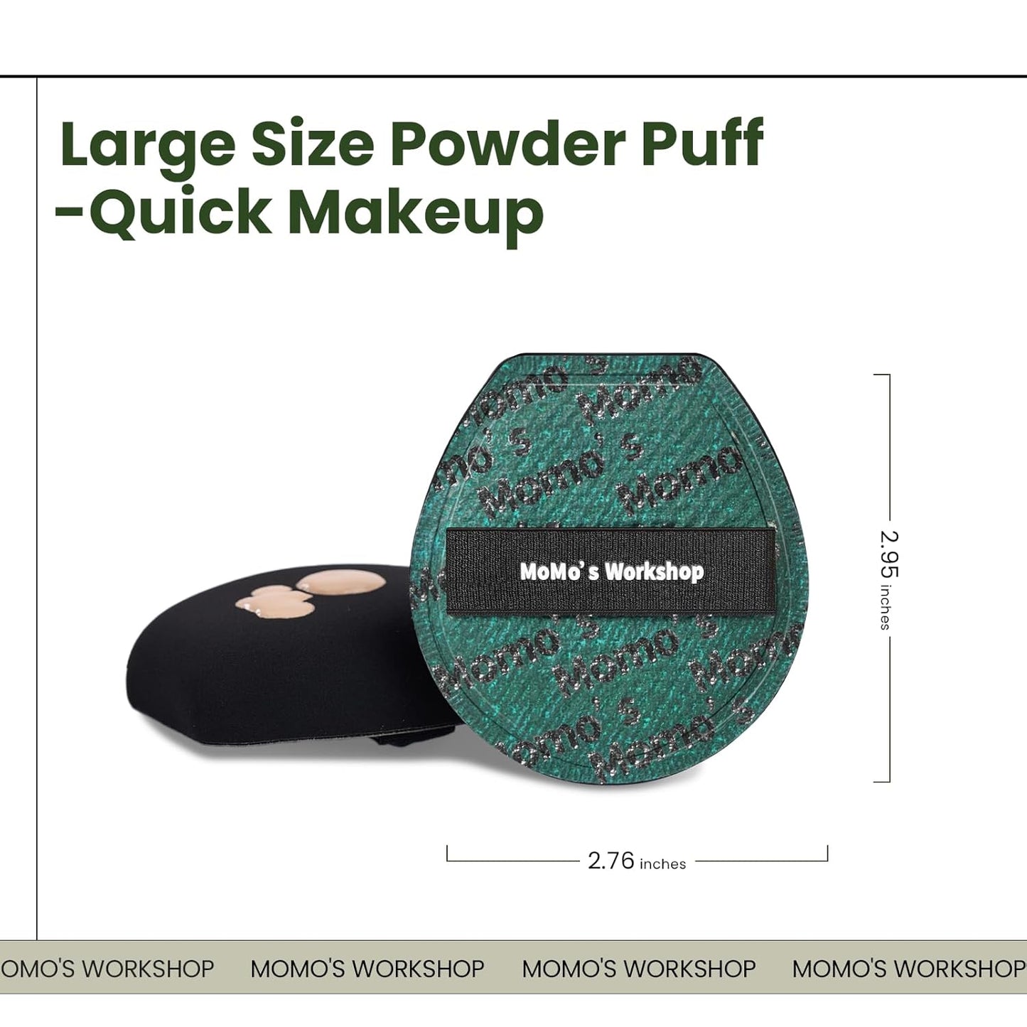 Momo's Workshop Makeup Sponge, Large Makeup Blending Puff for Liquid & Cream Foundation, Concealer Foundation Puff Quick Apply Cosmetics 1pcs Green