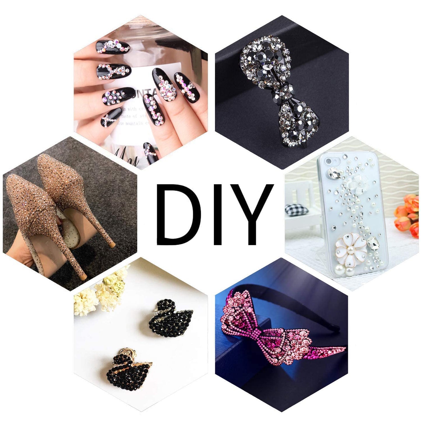 LPBeads 6000 Pieces Aquamarine and Jonquil Non Hotfix Rhinestones 6 Sizes Round Crystal Glass Flat Back Rhinestones with Tweezers and Picking Pen for Nail Art Crafts Clothes Bags DIY