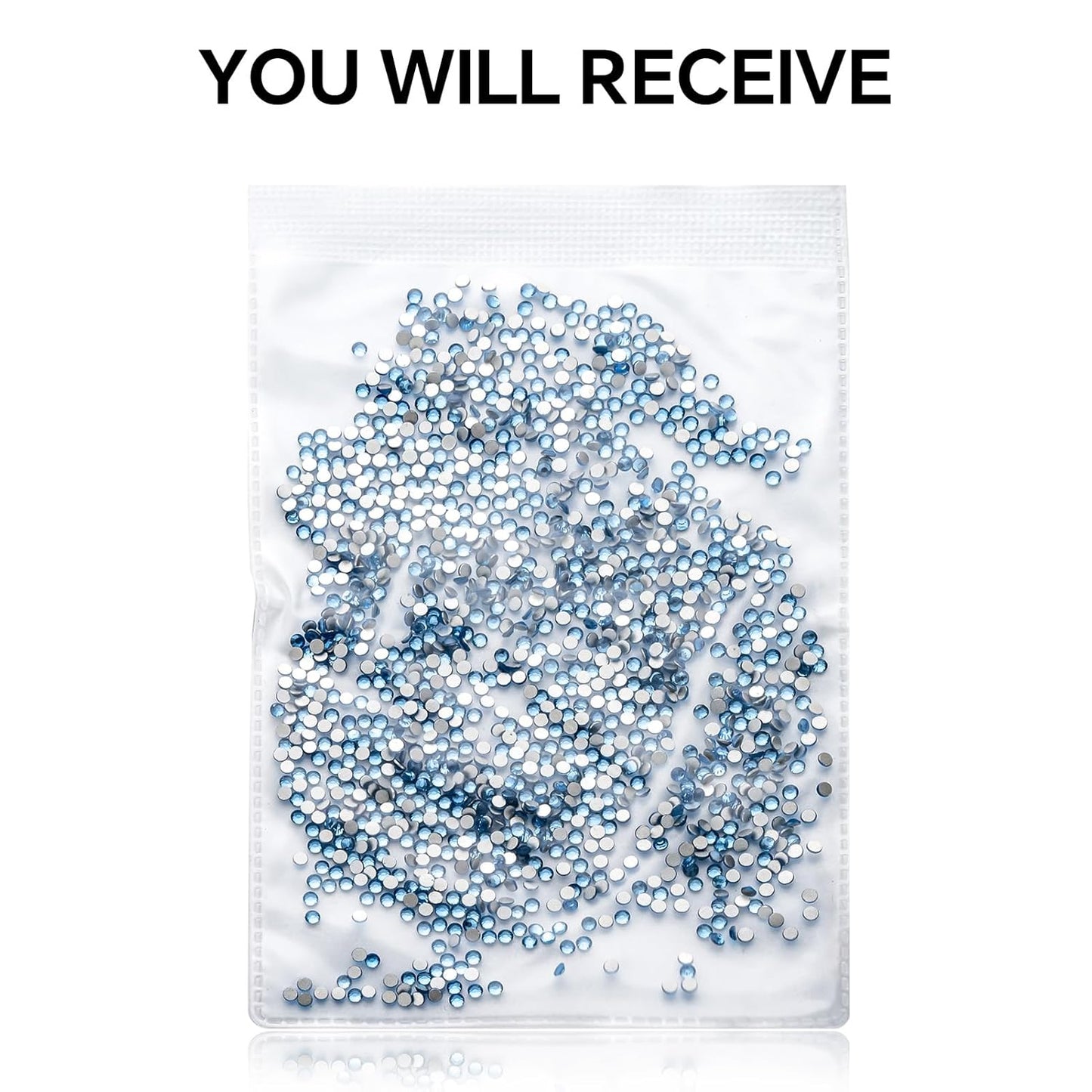 1440Pcs Light Blue Crystal Rhinestones,Glass Flatback Rhinestones Gemstones Small for Nail Face Makeup Art Crafts Clothes Decoration - (SS8,2.4mm,Light Blue)