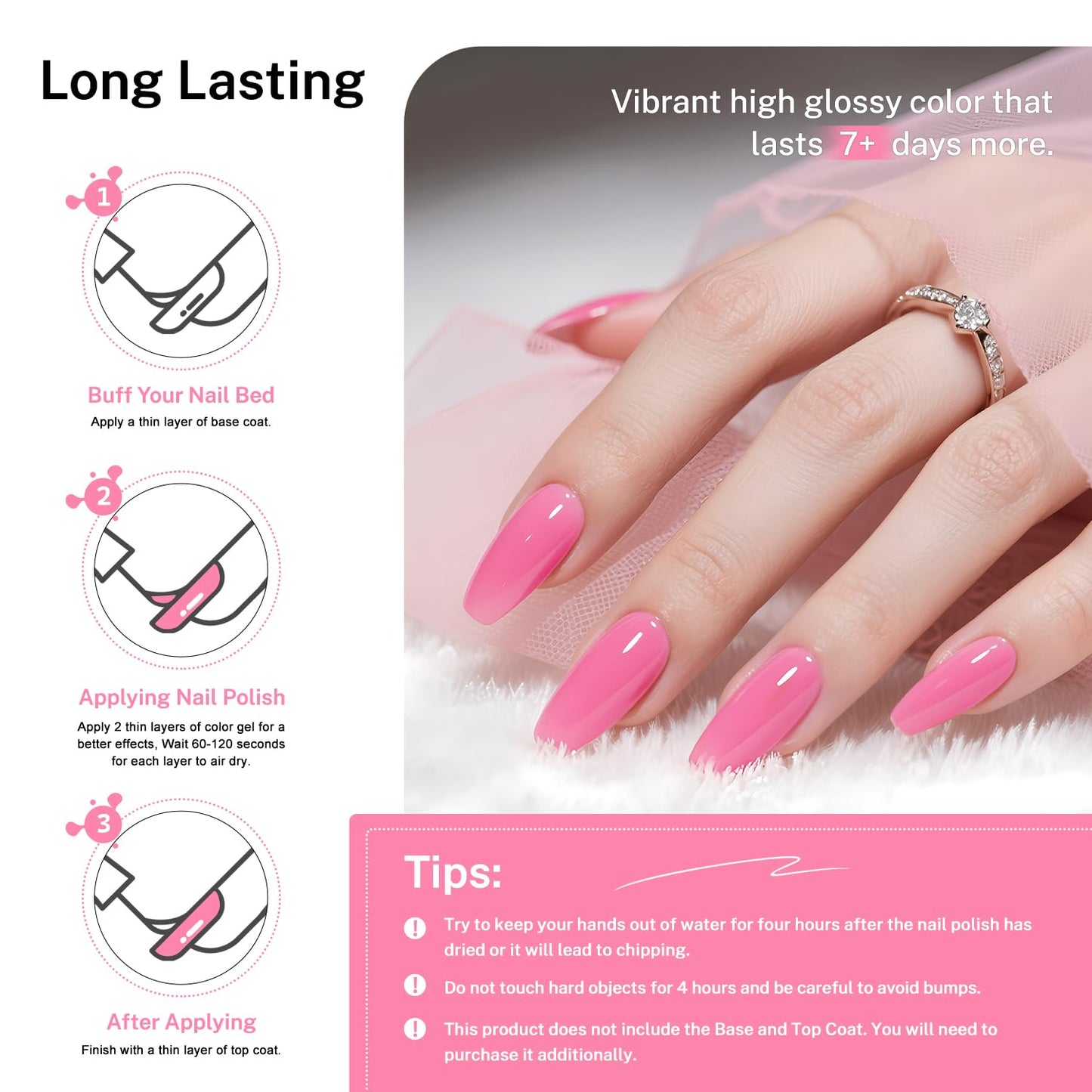 16.5ml Rose Pink Nail Polish Large Volume Quick Drying Nail Polish, Fast Drying and Long Lasting Color Nail Art DIY Home Manicure Gift for Women