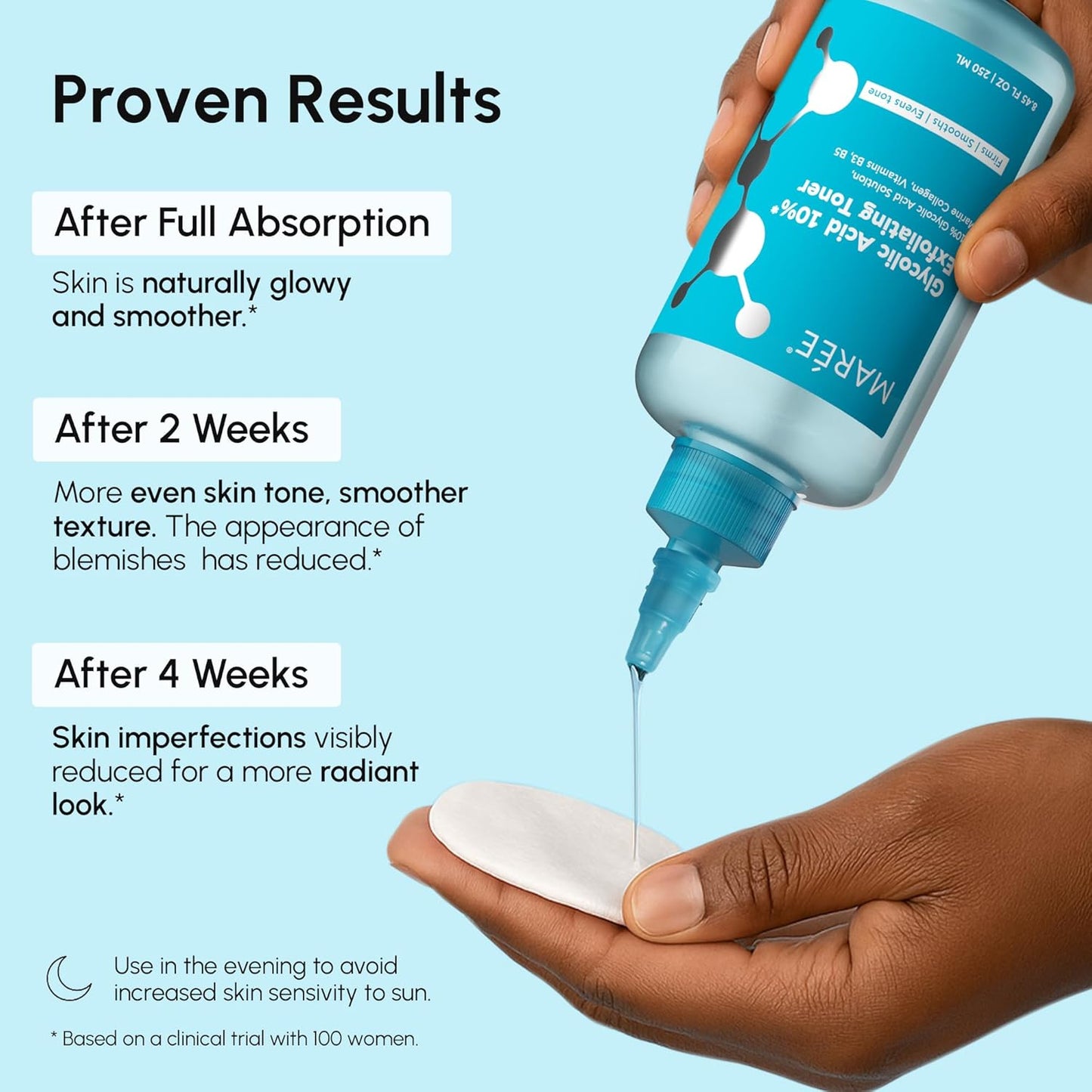 MAREE Glycolic Acid Toner 10% Facial Polish - Exfoliating Toner for Face - Glycolic Acid Toning Solution - Face, Scalp & Underarms Exfoliant Spray Alternative - Pure Acido Glicolico para Manchas