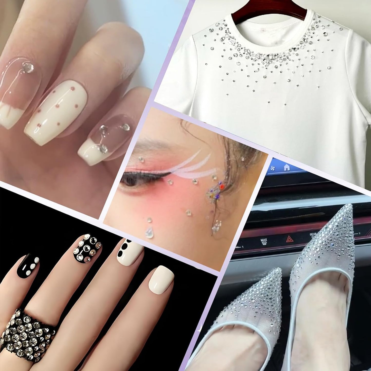 400PCS SS30 Flatback Rhinestones | 12-Facet Diamond-Cut Glass Gems for Nail Art, Clothing, DIY Crafts |Glue-On Decoration Stones with Silver Backing(Crystal)