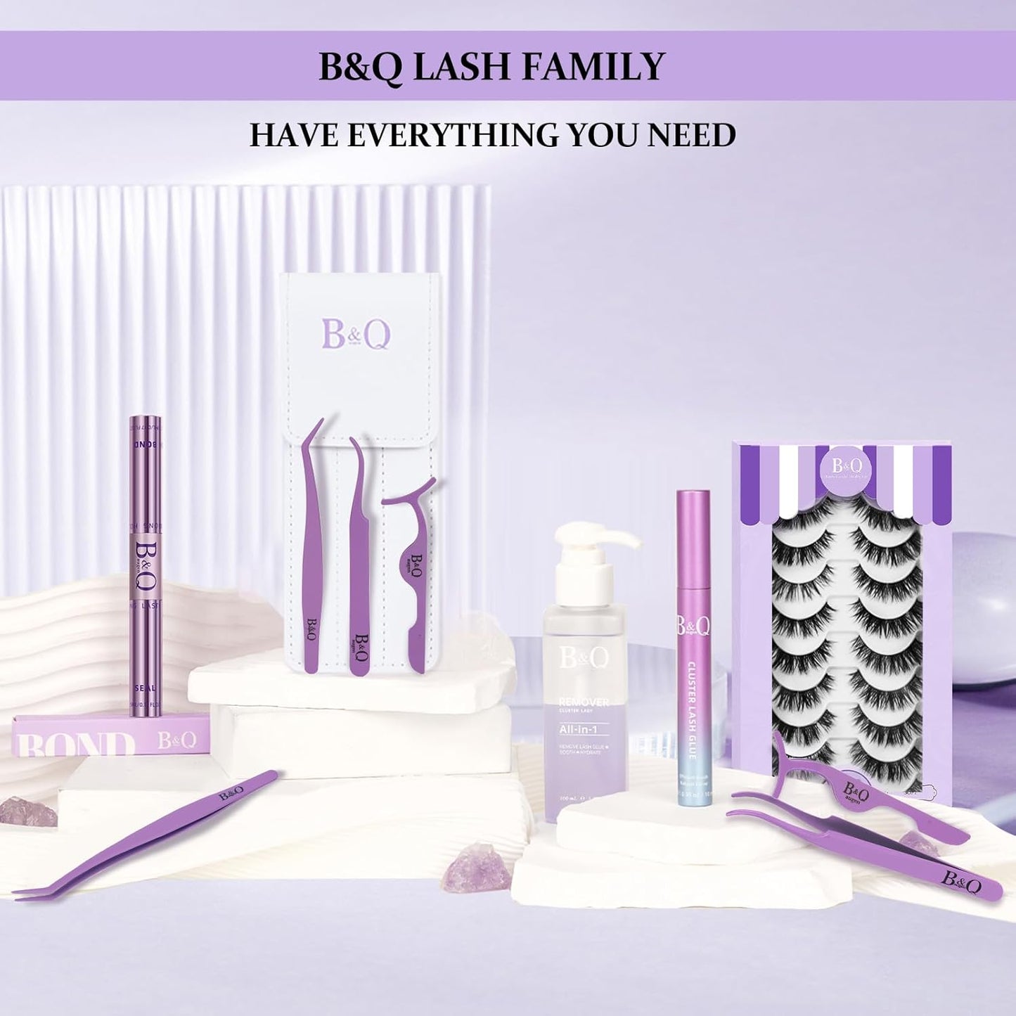 Eyelash Applicator Tool 3 PCS Lash Applicator Tool Kit Lash Tweezers for Eyelash Extensions Application Tool and Removal (Purple,3 PCS)