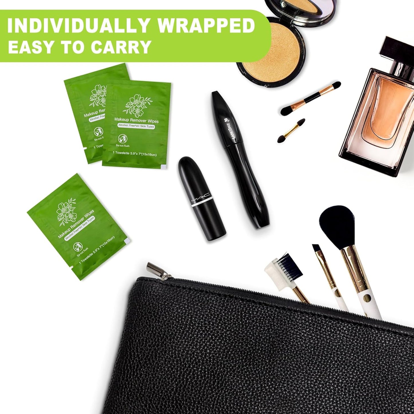 Makeup Remover Wipes Bulk Individually Wrapped,Travel Makeup Wipes Individual Makeup Remover Wipes Bulk Gentle Cleansing Makeup Remover Wipes for Face Cleansing Mascara Lipstick Travel Hotel (200)