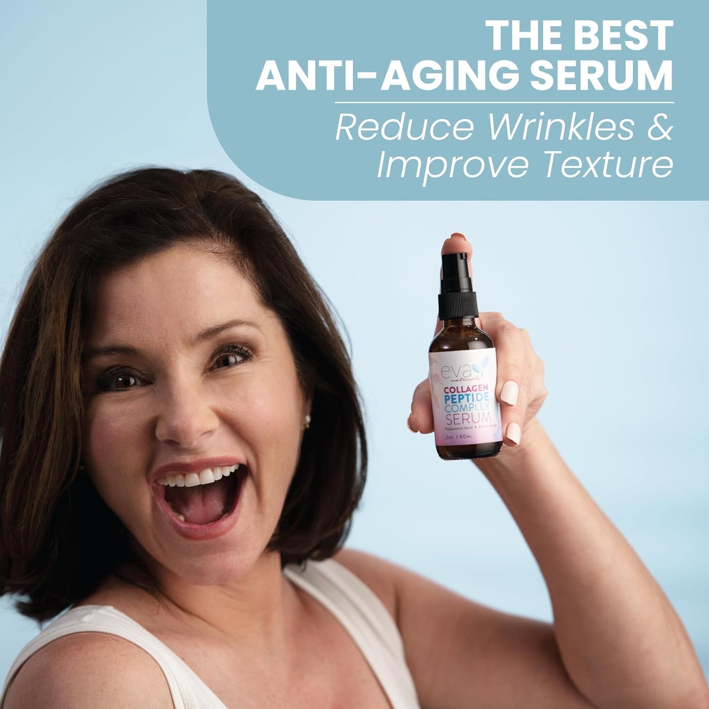 Collagen Peptide Serum for Face – Anti Aging Facial Treatment with Peptides & Hyaluronic Acid – Gentle for Sensitive Skin, Microneedling Pen, Derma Roller, Skin Firming & Hydrating (2 Oz) (2 Pack)