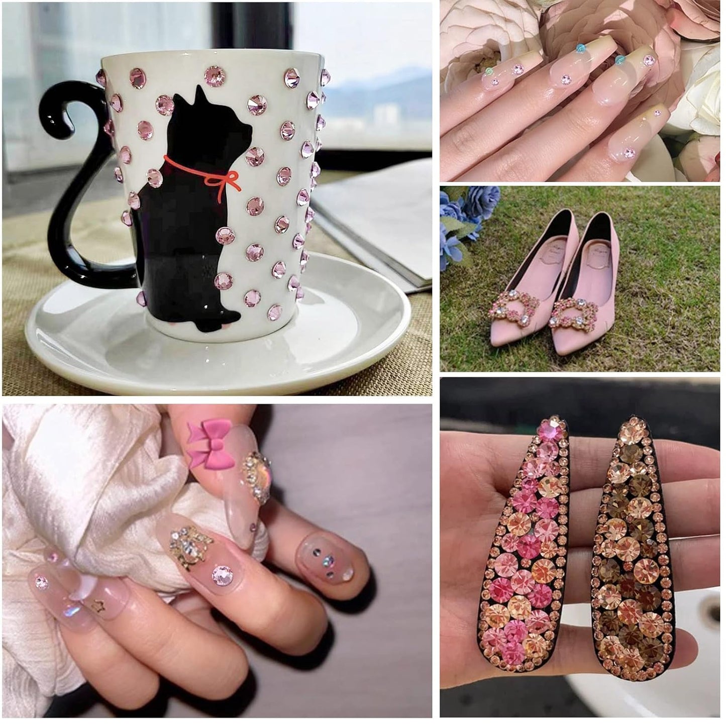 beadsland Flat Back Crystal Rhinestones Round Gems, Light Pink (4.6-4.8mm) SS20/1440pcs