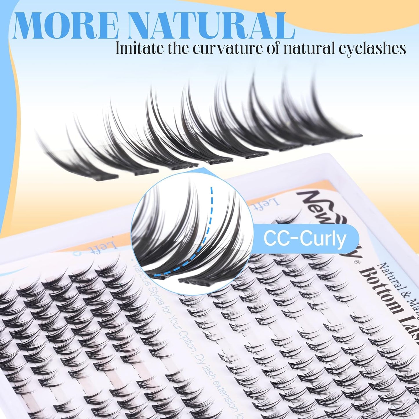 Bottom Eyelash Clusters Lower Lashes Natural Manga Individual Lashes 4-7MM Short Lash Extension Bottom Lash Clusters CC-Curly DIY at Home Easy Application by Newcally