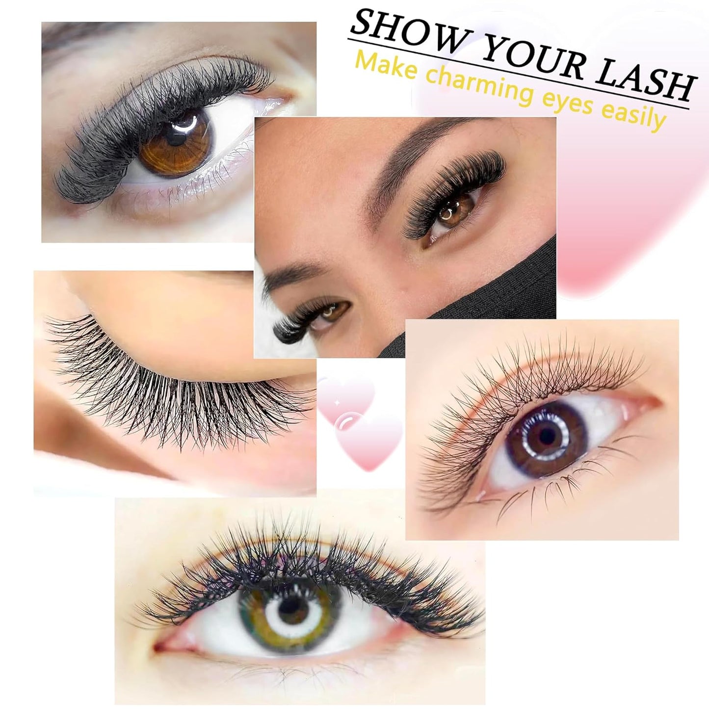 W Lash Extensions 5D Eyelash Extensions W Shape 0.07mm Thickness L Curl 11mm Premade Fans W Lashes Individual Lashes Matte Black 12 Rows False Eyelashes Volume Lashes(W-5D-0.07-L,11mm)