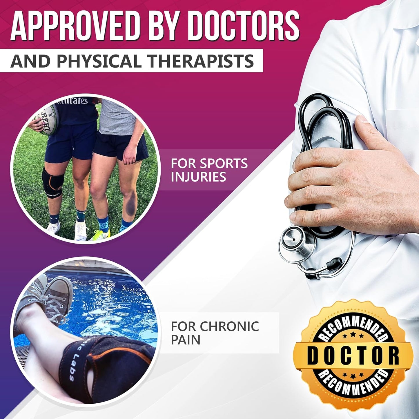 Knee Ice Wrap by Kinetic Labs – Reusable Hot & Cold Gel Pack with Extra Insert – Ice Pack for Knee Injuries, Meniscus, ACL, Tendonitis