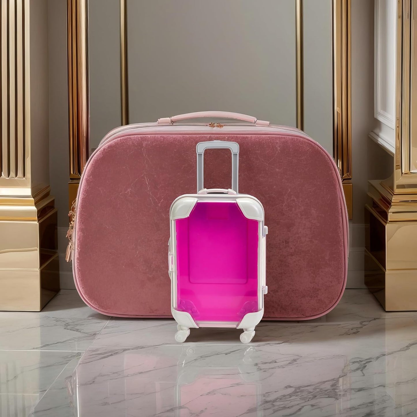 False Eyelash Storage Box, Portable Travel Organizer Mini Luggage False Eyelash Tray Makeup Tool (ROSE RED)